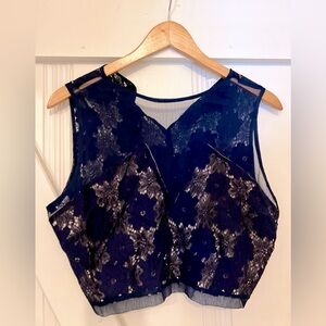 Navy Lace Blouse